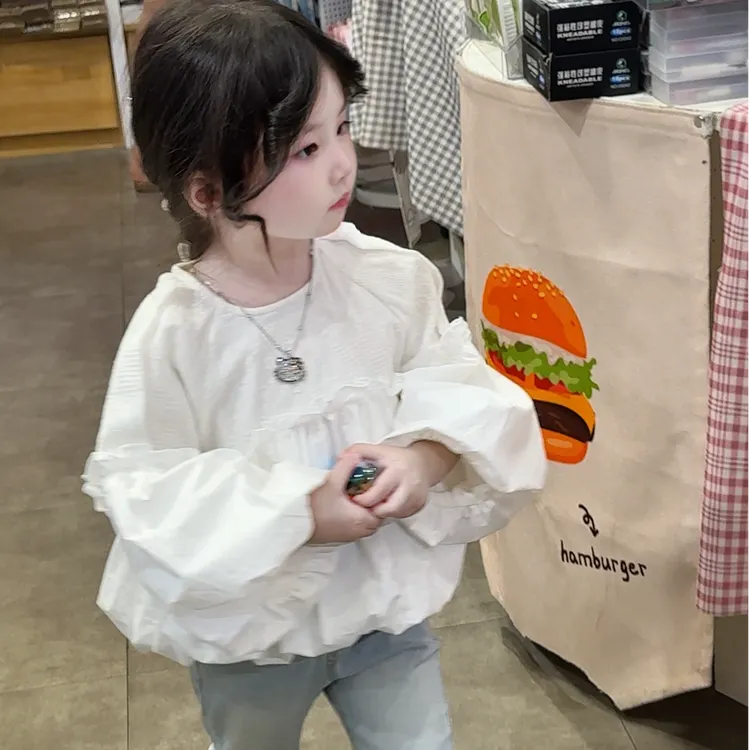 女童套装泡泡袖花苞衬衫2025秋季新款宽松版型洋气百搭裤子童装