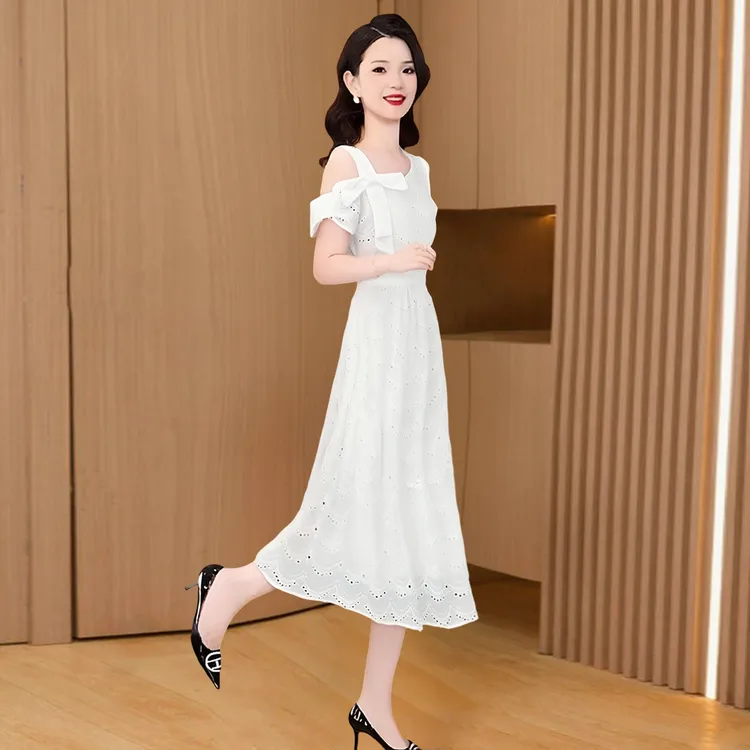【可蓓儿】今年流行一字肩减龄连衣裙女夏2025新款爆款气质小个裙子