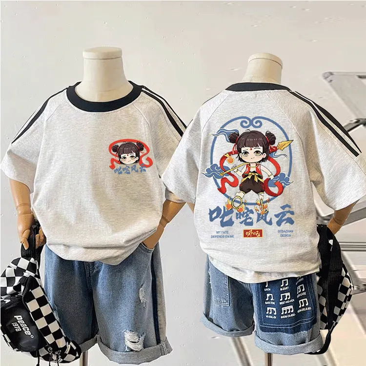 儿童衣服短袖夏季新款纯棉T恤哪吒魔童闹海2025新款上衣男童女宝