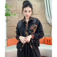 0156【凡家衣橱】秋季新款时尚气质复古牛仔印花宽松休闲套装
