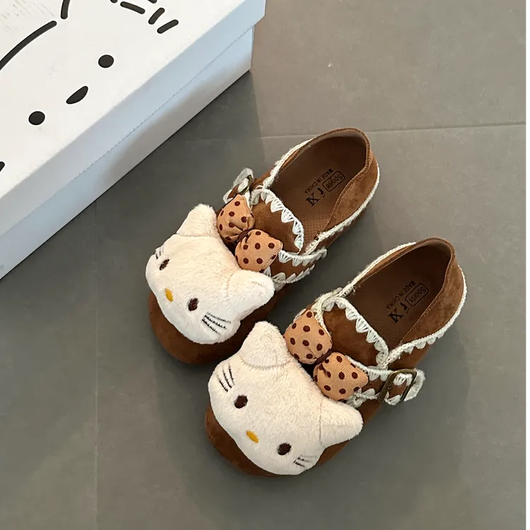 卡通可爱大头猫单鞋外穿女2025年秋季新款时尚百搭爆款学生包跟潮