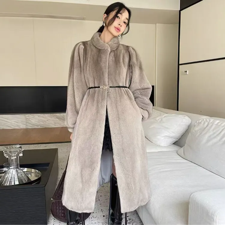 【伊菲祥】进口水貂毛天鹅绒皮草外套时尚休闲款貂皮大衣女22257