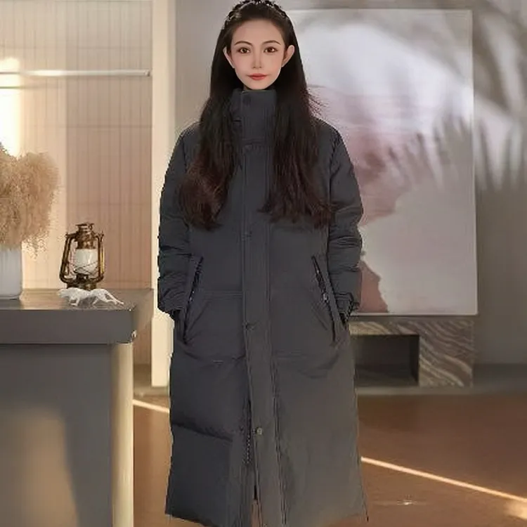 羽途长款户外时尚休闲连帽宽松加厚冬季过膝羽绒服TSD2412