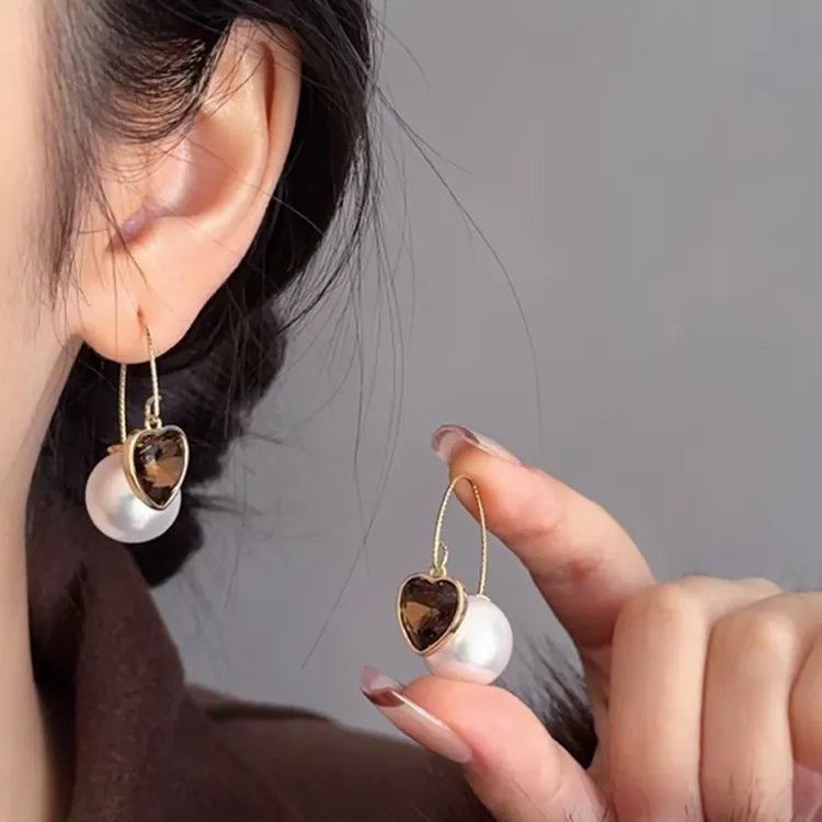 合金耳饰 精致高级感耳环豹纹珍珠耳钉双面戴时尚百搭气质