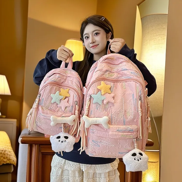 高颜值书包女初中生韩版森系大容量背包高中小学生时尚轻便双肩包