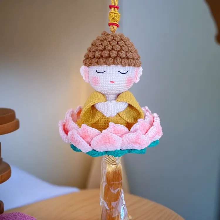 成品莲花佛陀车载摆件diy毛线钩针钩织编织手工自制挂件玩偶礼物