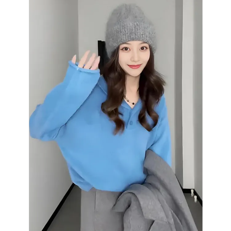 软糯连帽大码显瘦毛衣女秋冬季胖mm宽松慵懒风内搭外穿针织衫上衣