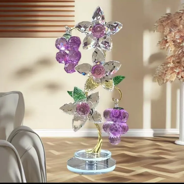 （专属）旋转水晶葡萄花朵创意礼品家居摆件