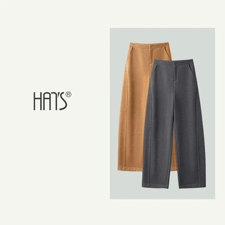 【冬季暖阳】绵羊毛弯刀裤冬季简约时尚弯刀裤266189百搭休闲裤女