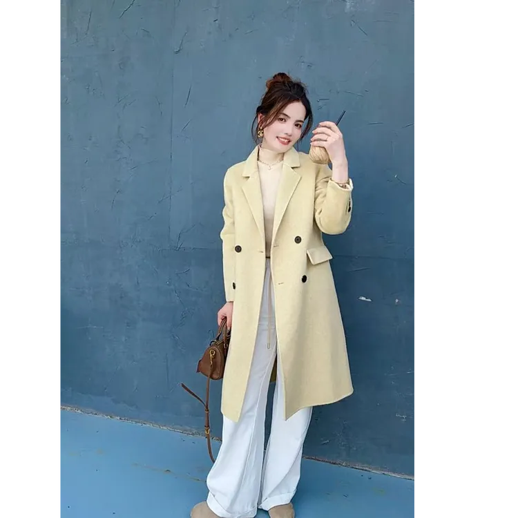 【达人专属】山羊绒+天丝秋季气质小个子显瘦 保暖双面羊绒大衣2501