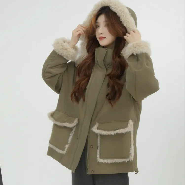 90白鸭绒内胆秋冬季新款羽绒服女派克服皮草外套连帽休闲爆款