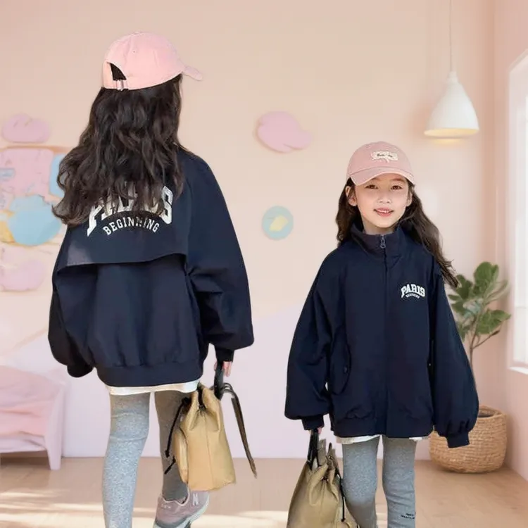女童外套秋季春秋新款洋气春秋季中大童工装外穿夹克上衣冲锋衣