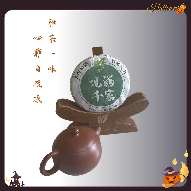 普洱观海千家100克生茶饼云南古树料紧压茶  口感甜美
