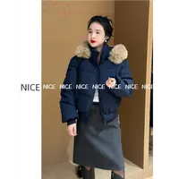 NICE【保暖潮穿】短款百搭棉衣连帽纯色冬季保暖上衣