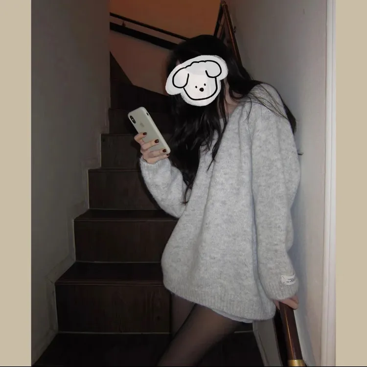 古缇尼/慵懒风软糯毛衣女秋冬外穿2025新款韩系高级感宽松针织衫