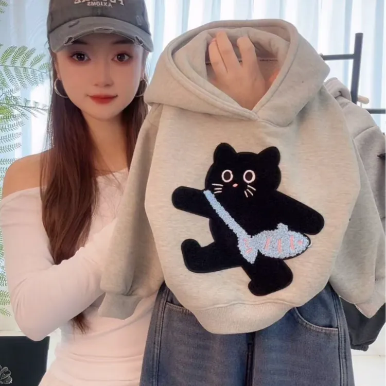 【加厚卫衣】2025新款加绒小猫鱼立体韩版洋气休闲韩版男女童卫衣