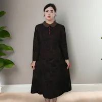 10971-秋冬季新款长袖娃娃领法式时尚气质妈妈装连衣裙（老仓库）