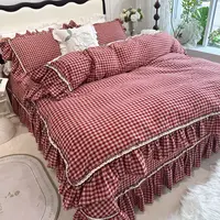 全棉色织水洗棉四件套复古双人加厚床盖款家用四季款床上用品