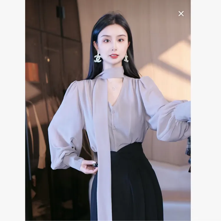 刘欣服饰 2025新款秋装气质显瘦时尚网红长袖轻奢百搭上衣1826