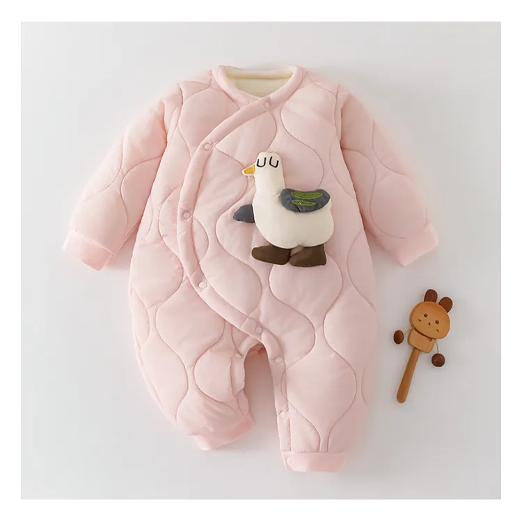 婴儿连体衣秋冬夹棉保暖哈衣宝宝新生儿超萌洋气外出抱衣爬爬棉服
