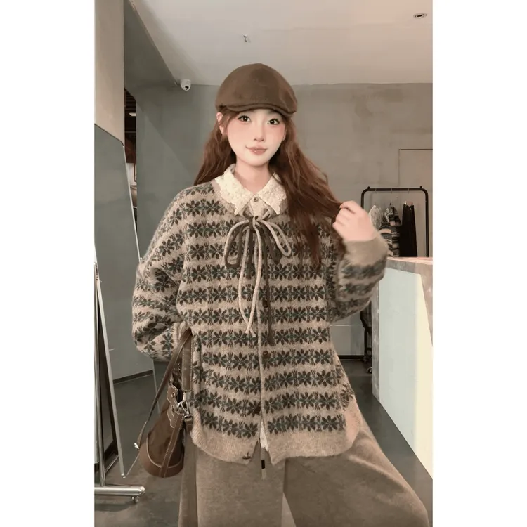 针织毛衣外套+时尚衬衫+阔腿休闲裤BB50560