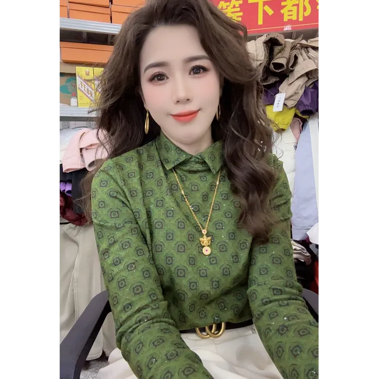 洒银工艺~双面慕斯翻领潮流长袖