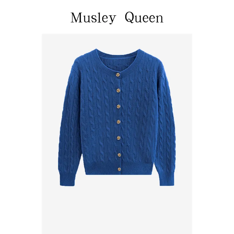MusleyQueen全羊毛绞花开衫YM08-736