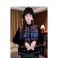 【蓝象】新中式高定刺绣拼接水貂毛冬鹅绒马甲G9363