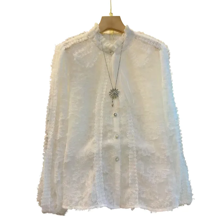 气质新款时尚拼接花边设计感减龄百搭上衣（长63左右）