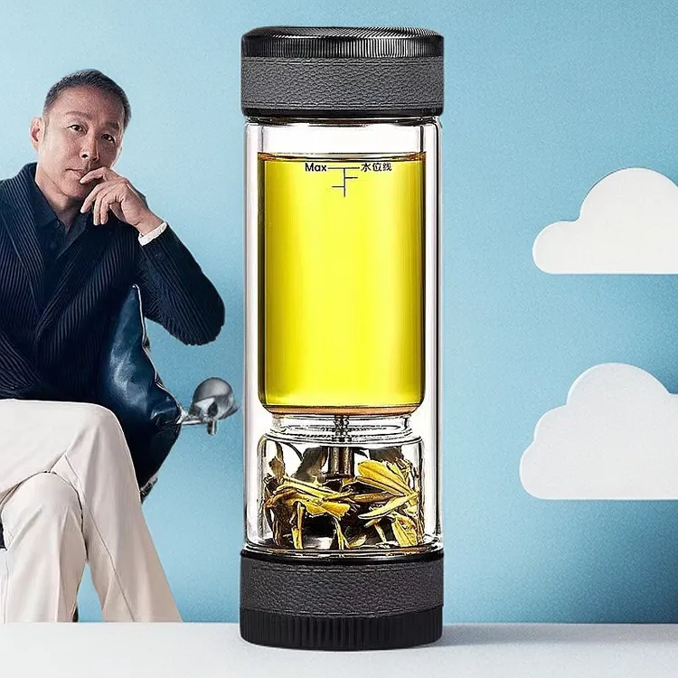 茶之恋玻璃杯茶道茶水分离双层分离水杯旋转车载高档过滤泡茶杯