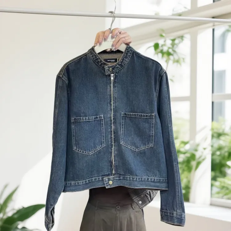 时尚复古宽松显瘦百搭拉链牛仔开衫女上衣