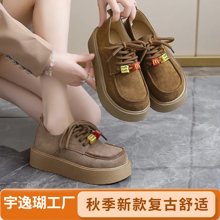 YYCORAL/宇逸瑚新品复古老钱风百搭松糕鞋厚底时尚休闲秋季系带女