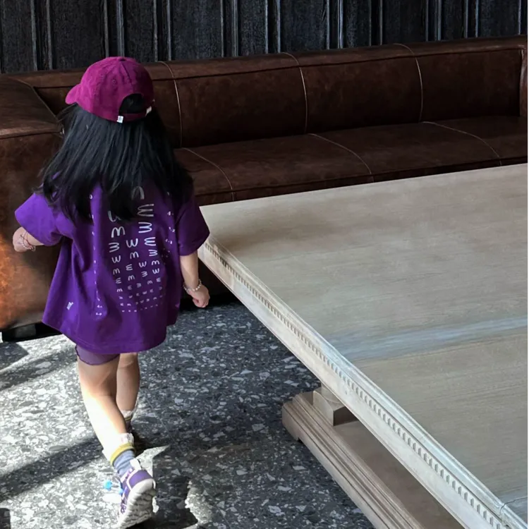 甜小七2025夏季新款女宝韩版中长款印花短袖T恤纯色打底裤套装