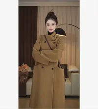 5503  韩版经典百搭双排扣高领设计柔软厚实羊毛大衣