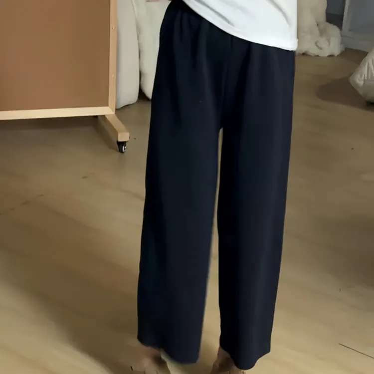 大码女装胖mm垂感时尚阔腿裤秋季新款高腰宽松显瘦休闲九分裤子女