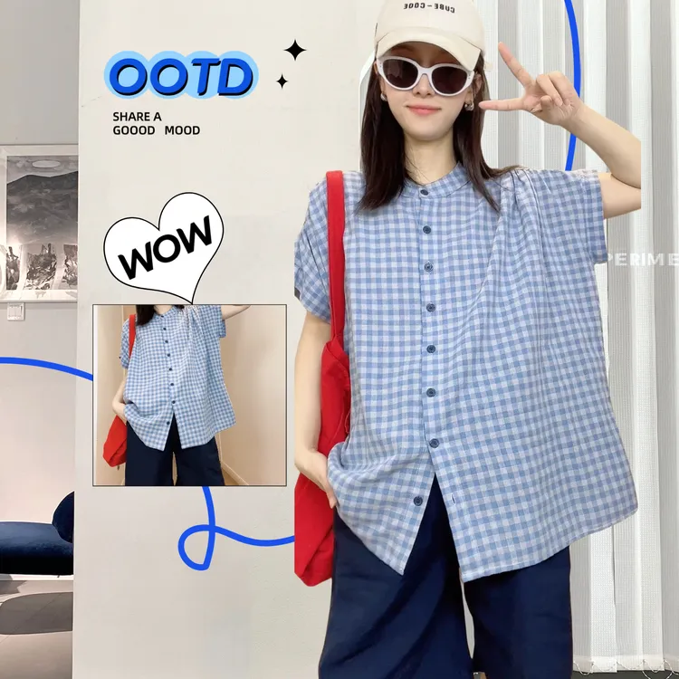 大码孕妇装M到3XL夏季新款孕妇衬衫＋冰丝夏季花边九分裤两件套