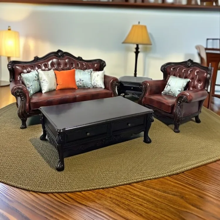 贝壳美式双面雕花复古沙发客厅单人欧式茶几沙发椅奢华美式沙发