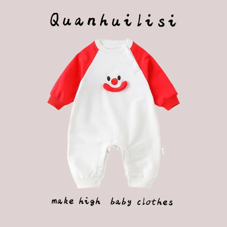 春秋长袖婴儿宝宝连体衣新生儿男宝洋气纯棉满月卡通儿童男童幼儿