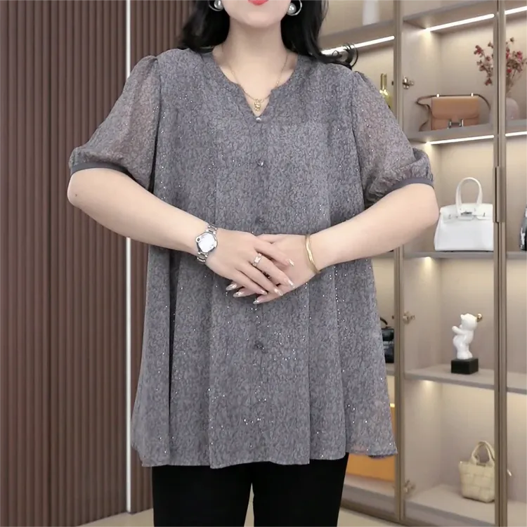 丹思慕大码女装休闲简约高级T恤轻奢气质优雅显瘦遮肚上衣ZB7371