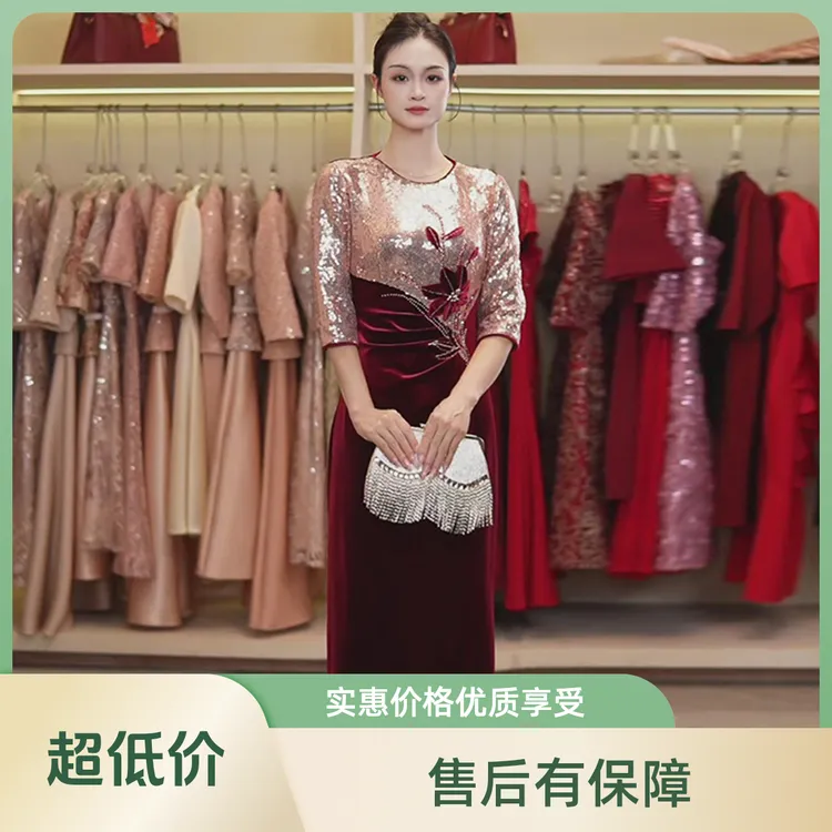 喜婆婆喜妈妈参加婚宴礼服2025新款金丝绒时尚气质丈母娘婚宴礼服
