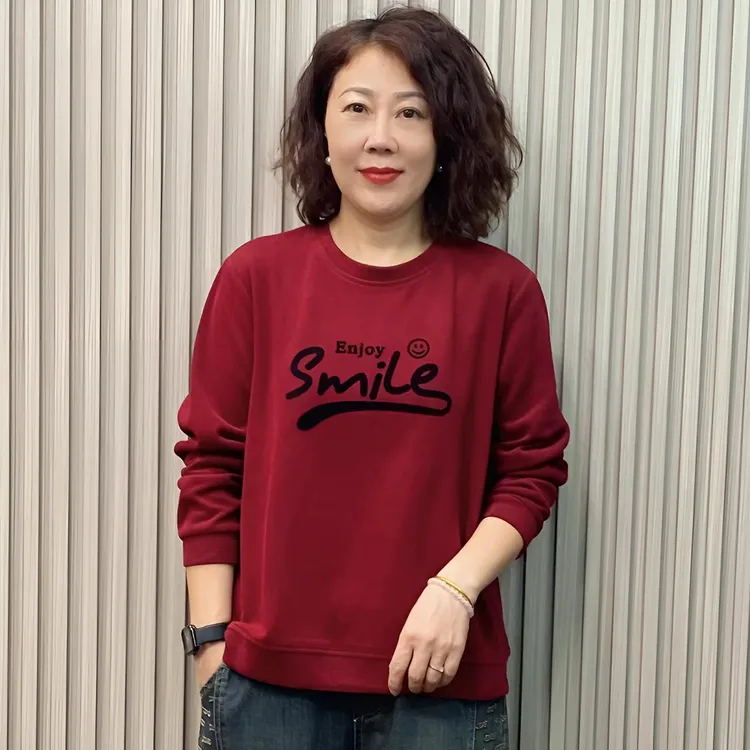 JIAXIN/珈辛早秋新款休闲百搭宽松圆领植绒女士卫衣长袖大码春秋