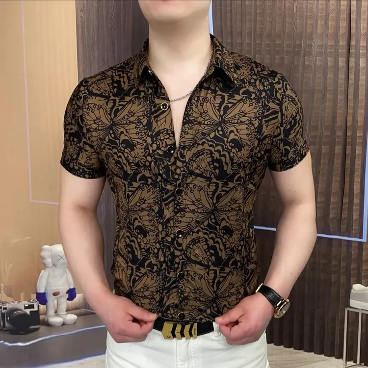 【迪拜系列】2025夏衬衫轻奢时尚休闲高品质半袖潮流翻领短袖修身