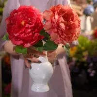 双色混色复古牡丹花绢布材质真花用于家居装饰