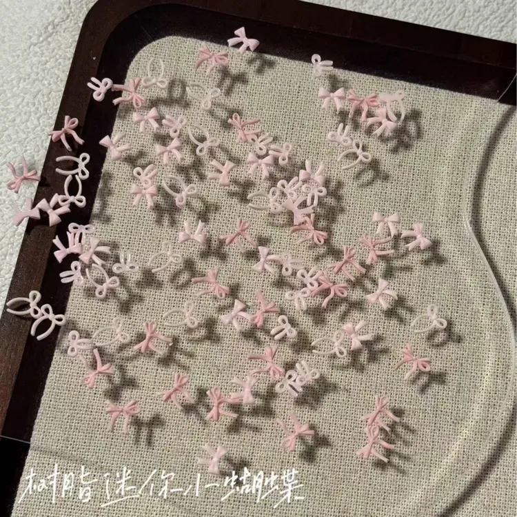 迷你蝴蝶结美甲饰品彩色混装立体马卡龙色领结树脂指甲钻diy配饰