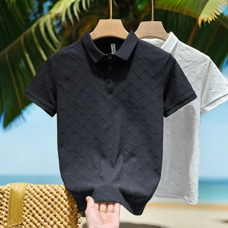 痞帅短袖提花男潮牌休闲半袖Polo衫2025夏季新款男士内搭打底衫