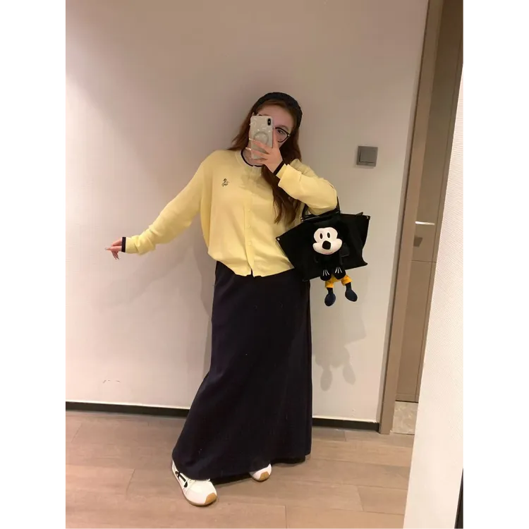 慧芝huizhi 21205撞色针织上衣 定制款 复古通勤微胖显瘦V领开衫