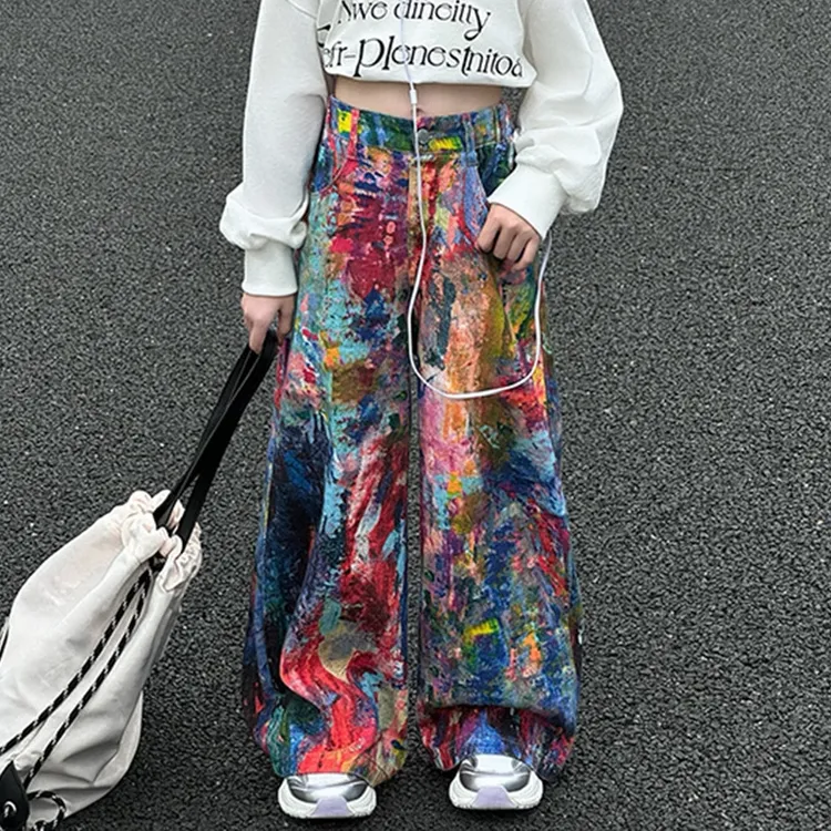 女童裤子春装2025新款儿童潮酷街舞穿搭春季女孩大童阔腿裤初中生