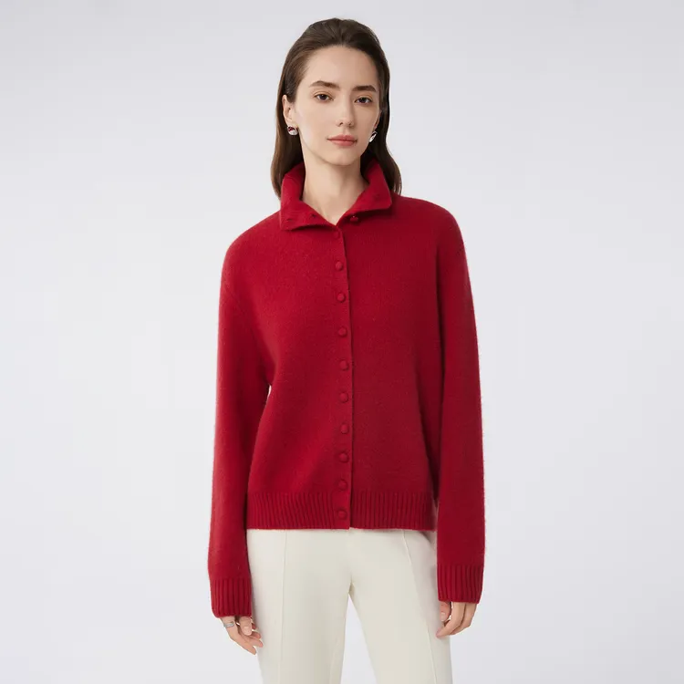 King Deer/鹿王新款针织女式时尚百搭休闲开衫羊绒衫L805907