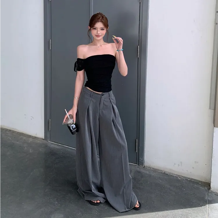 纯欲风一字肩短袖t恤女夏季新款修身设计感小众紧身辣妹短款上衣