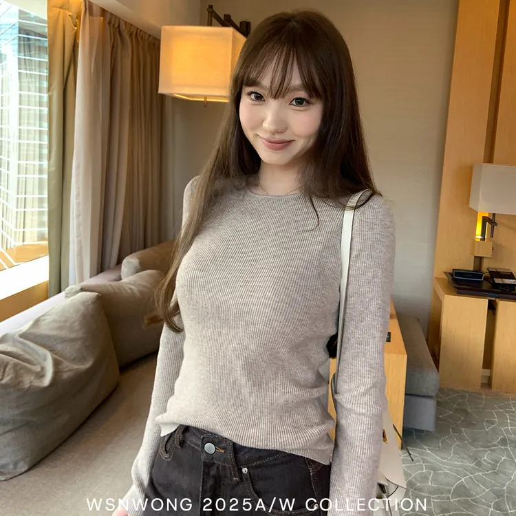 Wsnwong 显瘦百搭桑蚕丝羊毛杂色打底衫毛衣女内搭早秋上衣针织衫